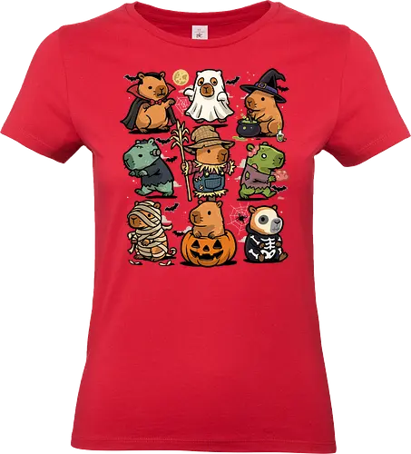 Spooky Capybaras - halloween capybara, capybara, halloween, spooky, rodent, animal, funny capybara, capybara lover, ghost, capy, zombie, vampire, mummy, pumpkin - Standard T-Shirt (Frauen)