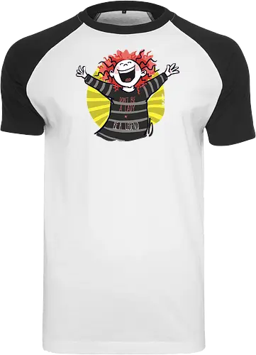 Don´t be a lady, be a legend! - streifenweise, Spruch, Ringelpullisprüche, Ringeldinger, Weisheit, Motivation, Ringelpulli, SprücheShirt, Cartoon Illustration, legend, Statement, Handgezeichnet, Humor, Selbstironie, Streifenpulli, Spruchshirt, deutsch - Raglan T-Shirt