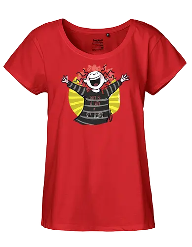 Don´t be a lady, be a legend! - streifenweise, Spruch, Ringelpullisprüche, Ringeldinger, Weisheit, Motivation, Ringelpulli, SprücheShirt, Cartoon Illustration, legend, Statement, Handgezeichnet, Humor, Selbstironie, Streifenpulli, Spruchshirt, deutsch - Fairtrade Girl Shirt