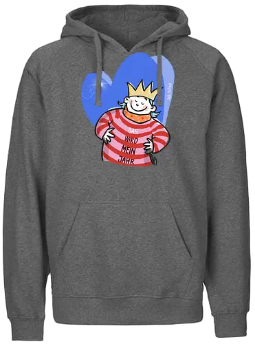 DAS wird mein Jahr!  - Ringelpullisprüche, Ringeldinger, streifenweise, Spruch, Weisheit, Motivation, Ringelpulli, SprücheShirt, Cartoon Illustration, Neujahr, Silvester, Statement, Handgezeichnet, Humor, Selbstironie, Streifenpulli, Spruchshirt, deutsch - Fairtrade Hoodie
