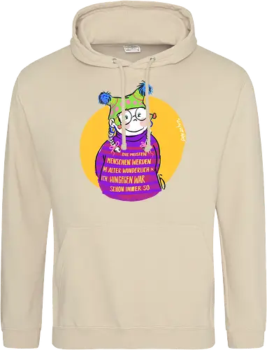 Die meisten Menschen werden im Alter wunderlich... - Ringelpullisprüche, Ringeldinger, streifenweise, Spruch, Weisheit, Motivation, Ringelpulli, SprücheShirt, Cartoon Illustration, Alter. Statement, Handgezeichnet, Humor, Selbstironie, Streifenpulli, Spruchshirt, deutsch - Standard Hoodie
