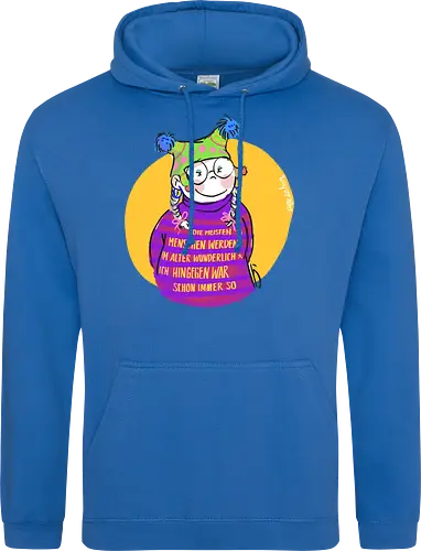 Die meisten Menschen werden im Alter wunderlich... - Ringelpullisprüche, Ringeldinger, streifenweise, Spruch, Weisheit, Motivation, Ringelpulli, SprücheShirt, Cartoon Illustration, Alter. Statement, Handgezeichnet, Humor, Selbstironie, Streifenpulli, Spruchshirt, deutsch - Standard Hoodie