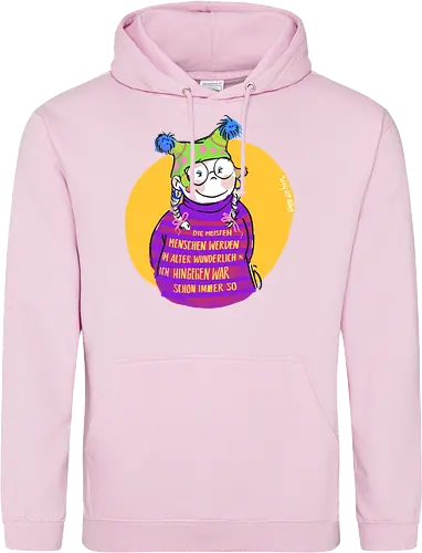 Die meisten Menschen werden im Alter wunderlich... - Ringelpullisprüche, Ringeldinger, streifenweise, Spruch, Weisheit, Motivation, Ringelpulli, SprücheShirt, Cartoon Illustration, Alter. Statement, Handgezeichnet, Humor, Selbstironie, Streifenpulli, Spruchshirt, deutsch - Standard Hoodie