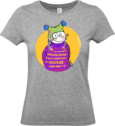 Die meisten Menschen werden im Alter wunderlich... - Ringelpullisprüche, Ringeldinger, streifenweise, Spruch, Weisheit, Motivation, Ringelpulli, SprücheShirt, Cartoon Illustration, Alter. Statement, Handgezeichnet, Humor, Selbstironie, Streifenpulli, Spruchshirt, deutsch - Standard T-Shirt (Frauen)