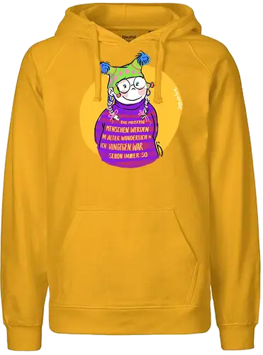 Die meisten Menschen werden im Alter wunderlich... - Ringelpullisprüche, Ringeldinger, streifenweise, Spruch, Weisheit, Motivation, Ringelpulli, SprücheShirt, Cartoon Illustration, Alter. Statement, Handgezeichnet, Humor, Selbstironie, Streifenpulli, Spruchshirt, deutsch - Fairtrade Hoodie
