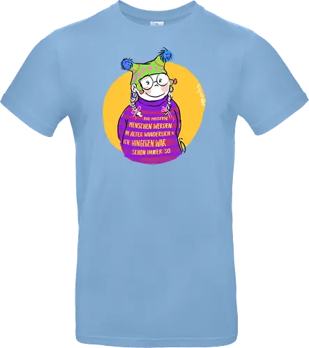 Die meisten Menschen werden im Alter wunderlich... - Ringelpullisprüche, Ringeldinger, streifenweise, Spruch, Weisheit, Motivation, Ringelpulli, SprücheShirt, Cartoon Illustration, Alter. Statement, Handgezeichnet, Humor, Selbstironie, Streifenpulli, Spruchshirt, deutsch - Standard T-Shirt