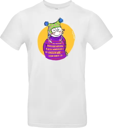 Die meisten Menschen werden im Alter wunderlich... - Ringelpullisprüche, Ringeldinger, streifenweise, Spruch, Weisheit, Motivation, Ringelpulli, SprücheShirt, Cartoon Illustration, Alter. Statement, Handgezeichnet, Humor, Selbstironie, Streifenpulli, Spruchshirt, deutsch - Standard T-Shirt