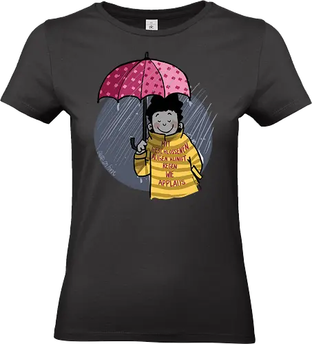 Mit geschlossenen Augen... - Ringelpullisprüche, Ringeldinger, streifenweise, Spruch, Weisheit, Motivation, Ringelpulli, SprücheShirt, Cartoon Illustration, Statement, Handgezeichnet, Humor, Selbstironie, Streifenpulli, Spruchshirt, deutsch - Standard T-Shirt (Frauen)