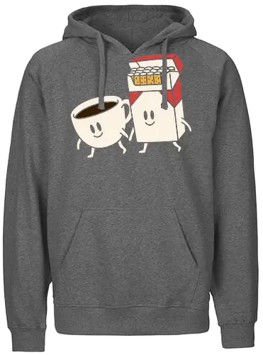 Best Buds: Coffee and Cigarettes - Coffee and cigarettes, best buds, quirky humor, minimalist, cartoon, retro, smoking, coffee lover, funny graphic, bad habits, t-shirt design, art print, caffeine, nicotine, cute - Fairtrade Hoodie