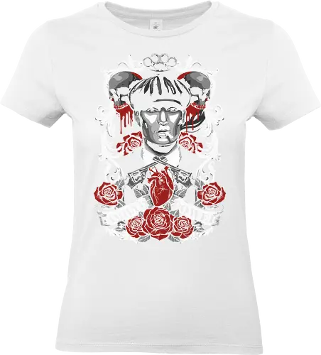 Family Is Power - Thomas Shelby, Peaky Blinders, Family Is Power, TV series, gangster, retro graphic, flat cap, fan art, t-shirt design, art print, cool graphic, vintage gangster, Cillian Murphy, Tommy Shelby, dramatic, rose, skull - Standard T-Shirt (Frauen)