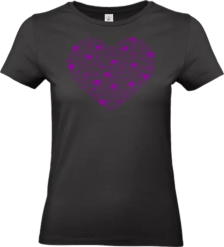 Kawaii Goth Bat Heart - bats, skulls, love, heart, kawaii goth, cute goth, purple, pink, pattern, doodle, creepy cute, spooky cute, dark, gothic - Standard T-Shirt (Frauen)