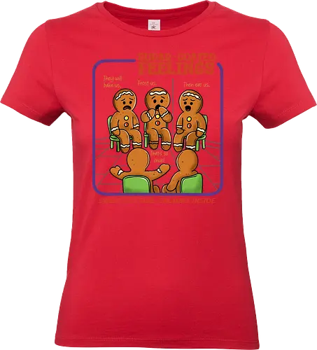 Sugar Coated Feelings  - gingerbread, gingerbread man, sugar coated, feelings, cookies, merry Christmas, xmas, Christmas, retro Christmas, vintage Christmas, funny, winter season, horror Christmas - Standard T-Shirt (Frauen)