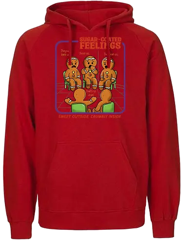 Sugar Coated Feelings  - gingerbread, gingerbread man, sugar coated, feelings, cookies, merry Christmas, xmas, Christmas, retro Christmas, vintage Christmas, funny, winter season, horror Christmas - Fairtrade Hoodie