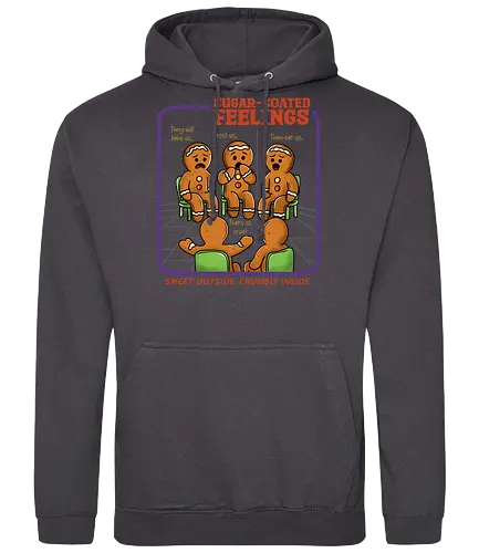 Sugar Coated Feelings  - gingerbread, gingerbread man, sugar coated, feelings, cookies, merry Christmas, xmas, Christmas, retro Christmas, vintage Christmas, funny, winter season, horror Christmas - Standard Hoodie