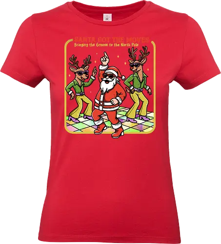 Santa Got The Moves - dancing santa, reindeer, merry Christmas, xmas, Christmas, disco santa, dancing holiday, winter season, happy holiday, dancing, santa, santa claus - Standard T-Shirt (Frauen)