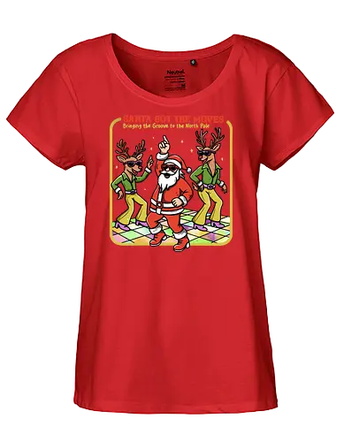Santa Got The Moves - dancing santa, reindeer, merry Christmas, xmas, Christmas, disco santa, dancing holiday, winter season, happy holiday, dancing, santa, santa claus - Fairtrade Girl Shirt