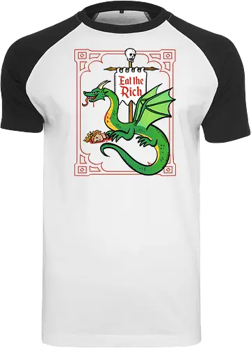 Eat the Rich - Drache, Dragon, Fantasy, Mittelalter - Raglan T-Shirt