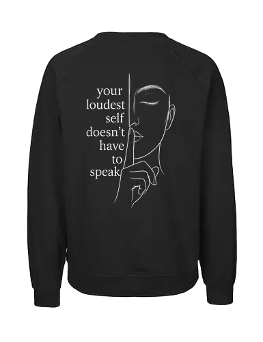 Your Loudest Self Back - Simlow, Twitch, Streamer, Katze, Chaos, Liebe, Herz - Fairtrade Sweatshirt