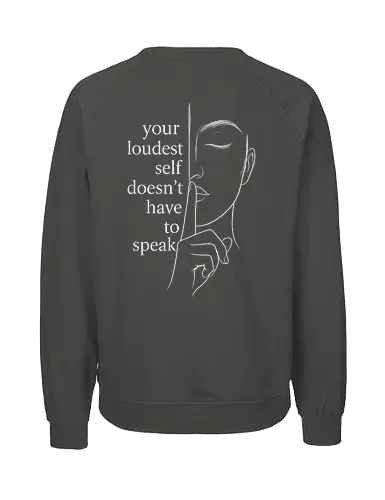 Your Loudest Self Back - Simlow, Twitch, Streamer, Katze, Chaos, Liebe, Herz - Fairtrade Sweatshirt