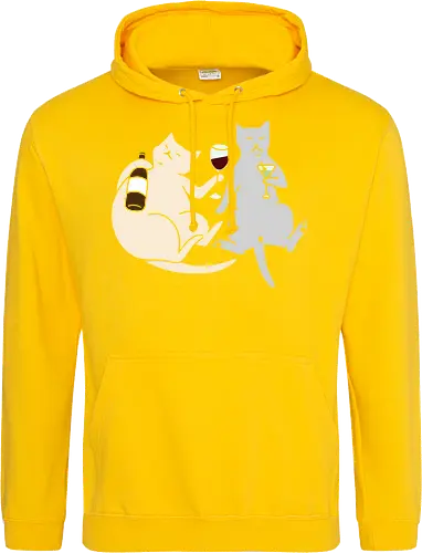 Cat Happy Hour - Cat wine, funny cat, happy hour, drinking, cocktails, wine lover, cat lover gift, minimalist, quirky humor, t-shirt design, art print, martini, funny graphic, sophisticated cat, tipsy - Standard Hoodie