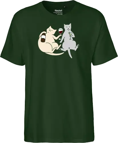 Cat Happy Hour - Cat wine, funny cat, happy hour, drinking, cocktails, wine lover, cat lover gift, minimalist, quirky humor, t-shirt design, art print, martini, funny graphic, sophisticated cat, tipsy - Fairtrade T-Shirt