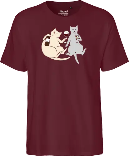 Cat Happy Hour - Cat wine, funny cat, happy hour, drinking, cocktails, wine lover, cat lover gift, minimalist, quirky humor, t-shirt design, art print, martini, funny graphic, sophisticated cat, tipsy - Fairtrade T-Shirt