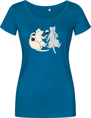 Cat Happy Hour - Cat wine, funny cat, happy hour, drinking, cocktails, wine lover, cat lover gift, minimalist, quirky humor, t-shirt design, art print, martini, funny graphic, sophisticated cat, tipsy - Damen T-Shirt