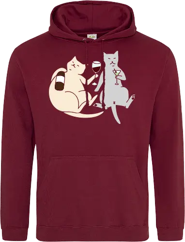 Cat Happy Hour - Cat wine, funny cat, happy hour, drinking, cocktails, wine lover, cat lover gift, minimalist, quirky humor, t-shirt design, art print, martini, funny graphic, sophisticated cat, tipsy - Standard Hoodie