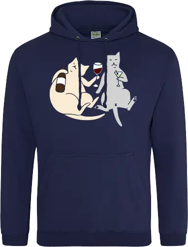 Cat Happy Hour - Cat wine, funny cat, happy hour, drinking, cocktails, wine lover, cat lover gift, minimalist, quirky humor, t-shirt design, art print, martini, funny graphic, sophisticated cat, tipsy - Standard Hoodie