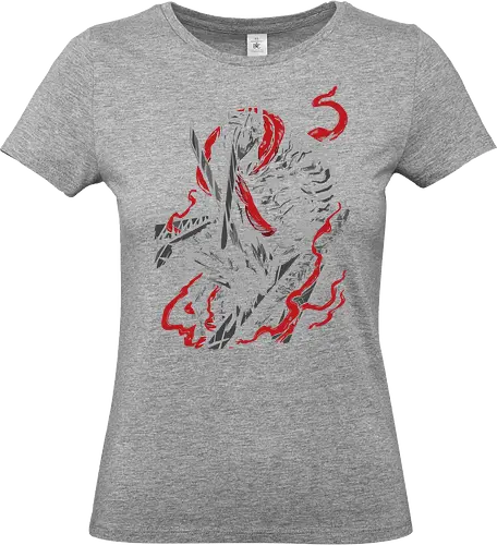  chainsaw Armor's Rage - Dragonslayer, fan art, t-shirt design, art print, cool anime art, geek art, stylish, gritty, intense, Black Swordsman, struggle, manga, anime, dark fantasy - Standard T-Shirt (Frauen)