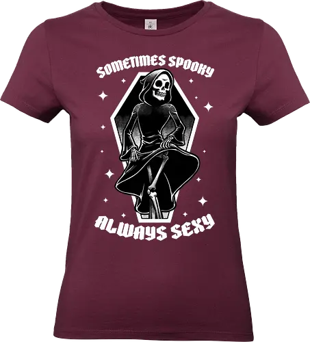 Spooky Reaper Skull - Halloween, Eerie, Fright, Creepy, Funny, Spooky, Spooky Season, Spooky Cute. Skull, Skeleton, Death, Grim Reaper, Soul Reaper, Reaper, Pumpkin, Pumpkin Carving, Dance, Dancing, Sexy, Sexuality - Standard T-Shirt (Frauen)
