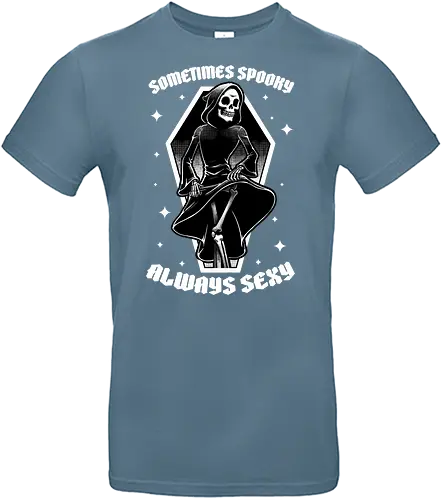 Spooky Reaper Skull - Halloween, Eerie, Fright, Creepy, Funny, Spooky, Spooky Season, Spooky Cute. Skull, Skeleton, Death, Grim Reaper, Soul Reaper, Reaper, Pumpkin, Pumpkin Carving, Dance, Dancing, Sexy, Sexuality - Standard T-Shirt
