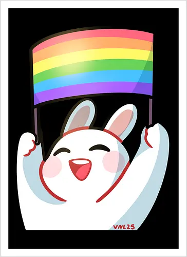 Bunnie Pride - bunny, pride, liebe, beauty, diversity, cute, positive, comic, affirmation, rainbow - Kunstdruck