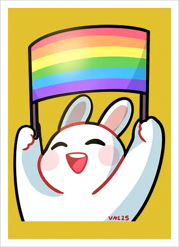 Bunnie Pride - bunny, pride, liebe, beauty, diversity, cute, positive, comic, affirmation, rainbow - Kunstdruck