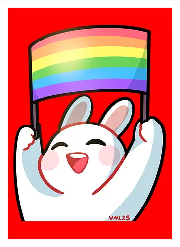 Bunnie Pride - bunny, pride, liebe, beauty, diversity, cute, positive, comic, affirmation, rainbow - Kunstdruck