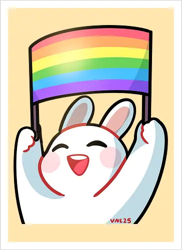 Bunnie Pride - bunny, pride, liebe, beauty, diversity, cute, positive, comic, affirmation, rainbow - Kunstdruck