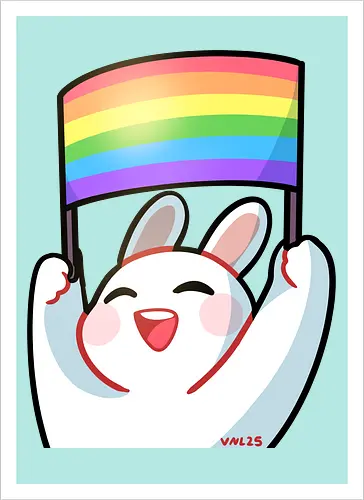 Bunnie Pride - bunny, pride, liebe, beauty, diversity, cute, positive, comic, affirmation, rainbow - Kunstdruck