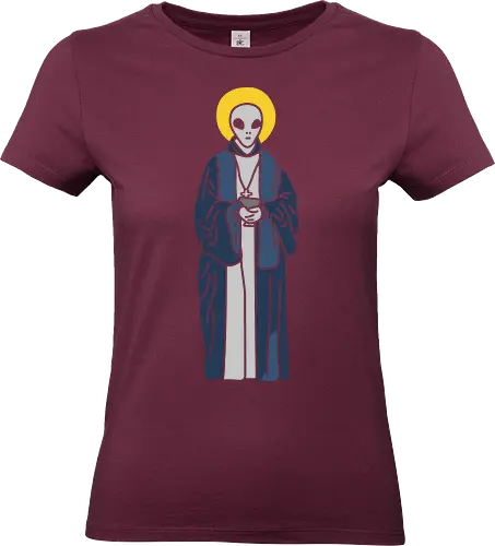 Our Alien Lady of Guadalupe - Alien saint, Grey Alien, religious art, sci-fi, conspiracy theory, alien monk, t-shirt design, unconventional art, faith, extraterrestrial, mysterious., art print, minimalist, pop culture, unique graphic - Standard T-Shirt (Frauen)