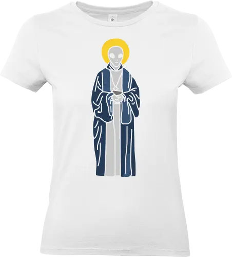 Our Alien Lady of Guadalupe - Alien saint, Grey Alien, religious art, sci-fi, conspiracy theory, alien monk, t-shirt design, unconventional art, faith, extraterrestrial, mysterious., art print, minimalist, pop culture, unique graphic - Standard T-Shirt (Frauen)