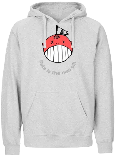 Data is the new oil, helle Schrift - Privatsphäre, BigData, Überwachungskapitalismus - Fairtrade Hoodie