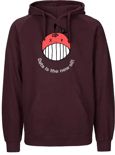 Data is the new oil, helle Schrift - Privatsphäre, BigData, Überwachungskapitalismus - Fairtrade Hoodie