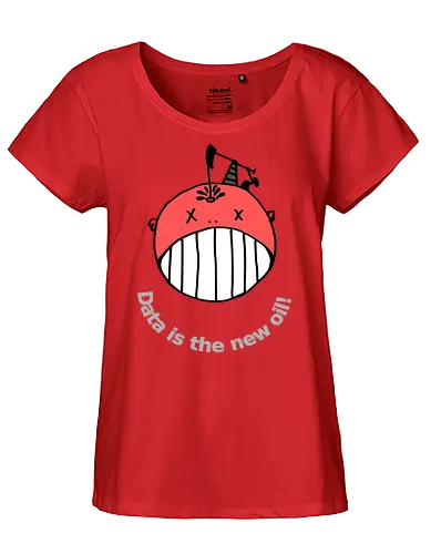 Data is the new oil, helle Schrift - Privatsphäre, BigData, Überwachungskapitalismus - Fairtrade Girl Shirt