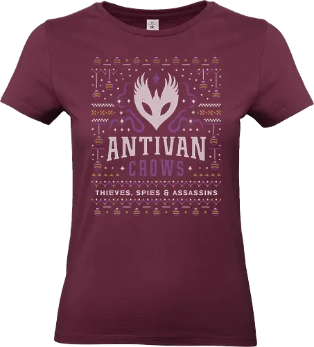 Antivan Crows Ugly Sweater - rpg, bellara lutare, emmrich volkarin, lucanis, lyrium dagger, neve gallus, veil guard, veilguard, ugly christmas sweater, dragon, age, gamer, gaming, video game, inquisition, manfred, christmas, xmas - Standard T-Shirt (Frauen)