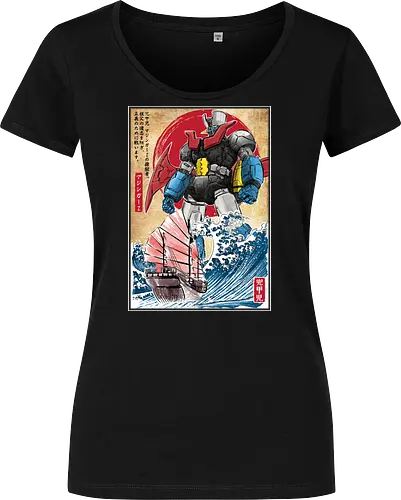 Mecha Z in Japan - anime, manga, japan, japanese art, mecha, mazinger z, great wave off kanagawa, retro - Damen T-Shirt