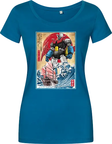 Mecha Z in Japan - anime, manga, japan, japanese art, mecha, mazinger z, great wave off kanagawa, retro - Damen T-Shirt