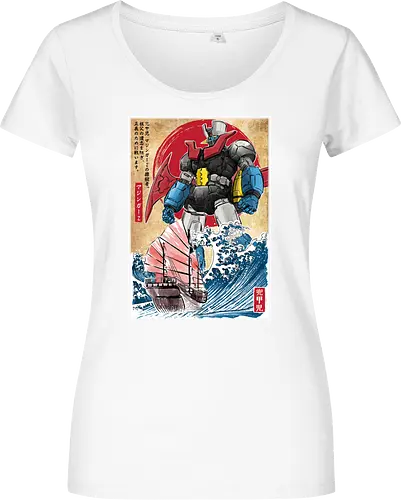 Mecha Z in Japan - anime, manga, japan, japanese art, mecha, mazinger z, great wave off kanagawa, retro - Damen T-Shirt