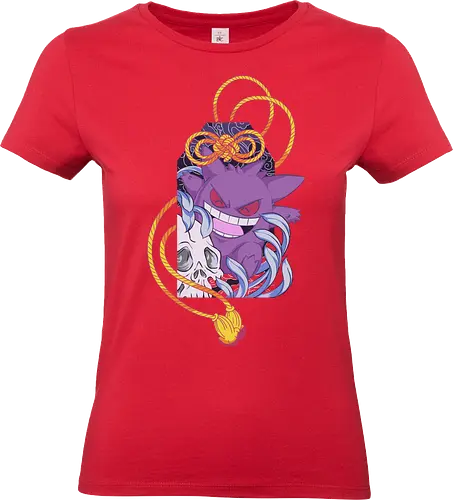 Cursed Omamori Ghost - purple, geek art, Ghost, Pocket, Omamori, Japanese tattoo, traditional art, fan art, t-shirt design, art print, spooky cute, Ghost type, skull, Shimenawa, tattoo flash, occult - Standard T-Shirt (Frauen)