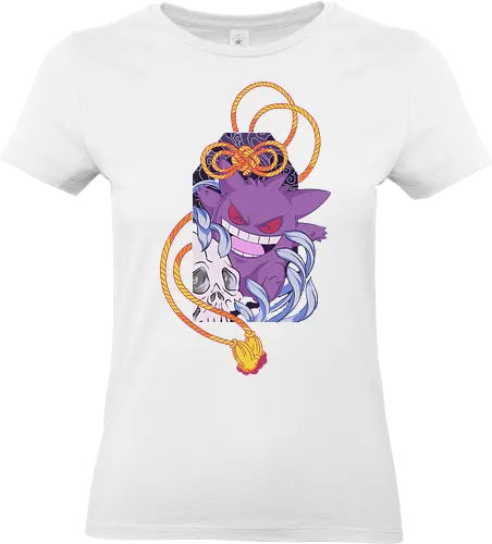 Cursed Omamori Ghost - purple, geek art, Ghost, Pocket, Omamori, Japanese tattoo, traditional art, fan art, t-shirt design, art print, spooky cute, Ghost type, skull, Shimenawa, tattoo flash, occult - Standard T-Shirt (Frauen)