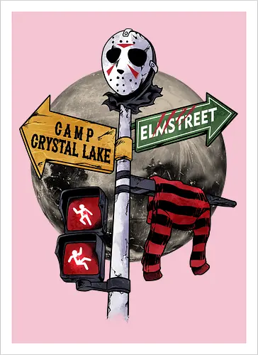 curse land - horror, halloween, jasonvoorhees, freddy krueger, friday13th, horror movies, slasher, halloween town, hocus pocus, elmstreet, nightmare - Kunstdruck