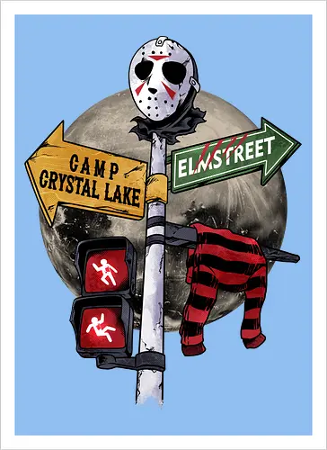 curse land - horror, halloween, jasonvoorhees, freddy krueger, friday13th, horror movies, slasher, halloween town, hocus pocus, elmstreet, nightmare - Kunstdruck